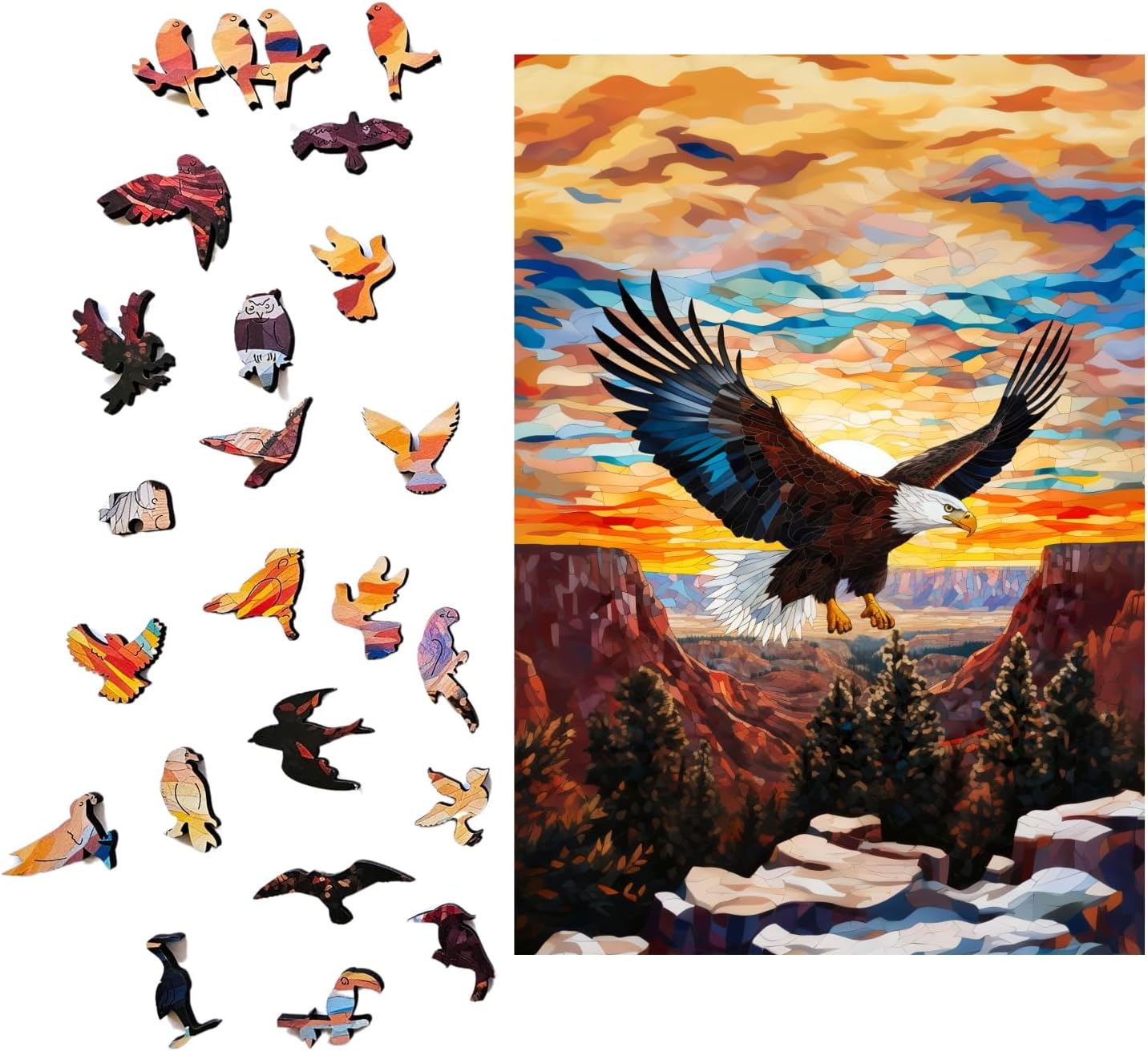 Wooden Puzzles for Adults – 200 Piece Premium Wooden Jigsaw Puzzle with Eagle Design, Artistic Animal Puzzle for Relaxation, Unique Gift for Adults and Family