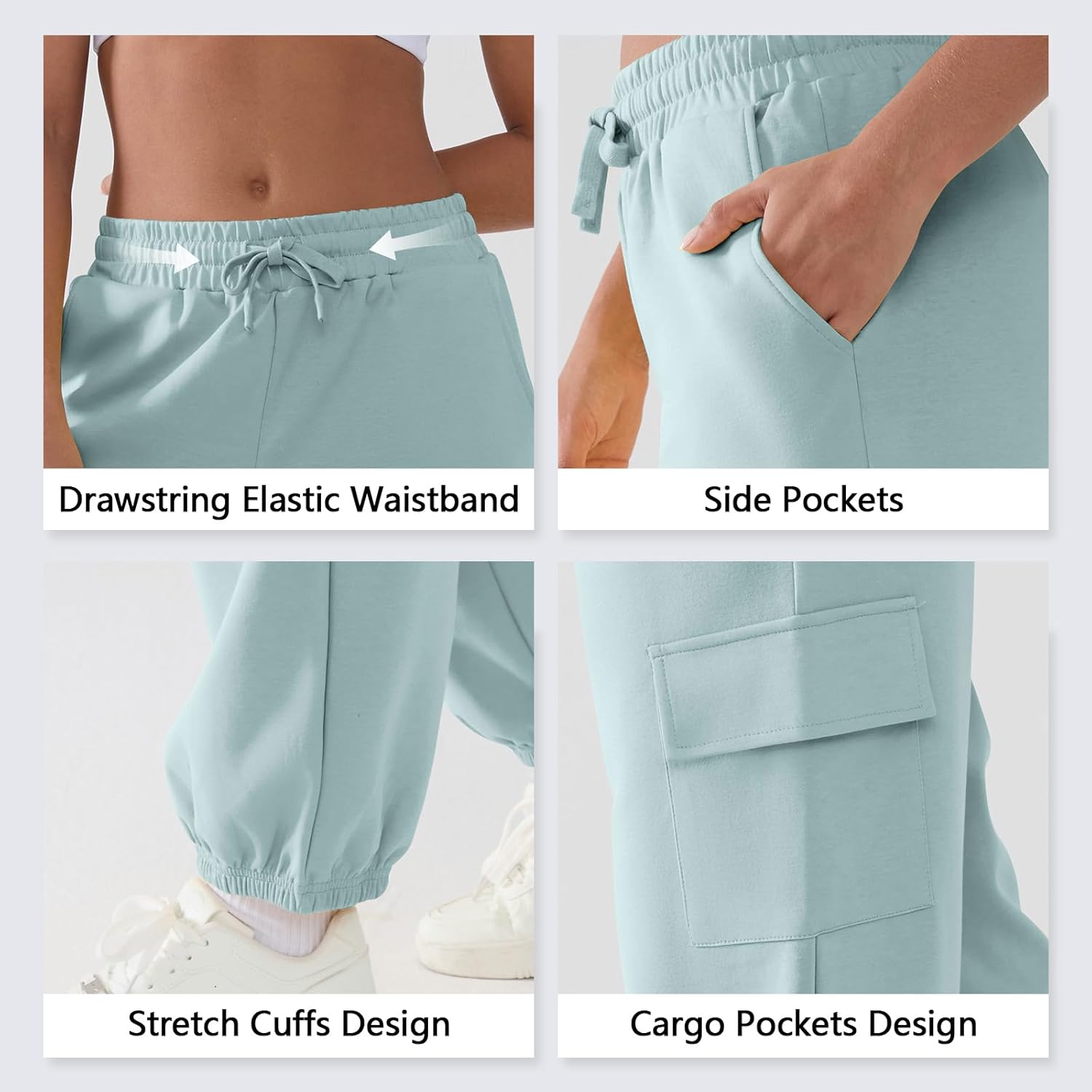 Cargo Sweatpants for Women with Pockets Casual Baggy Joggers Pants Travel Outdooors Hiking Gym Workout Pants - Image 3