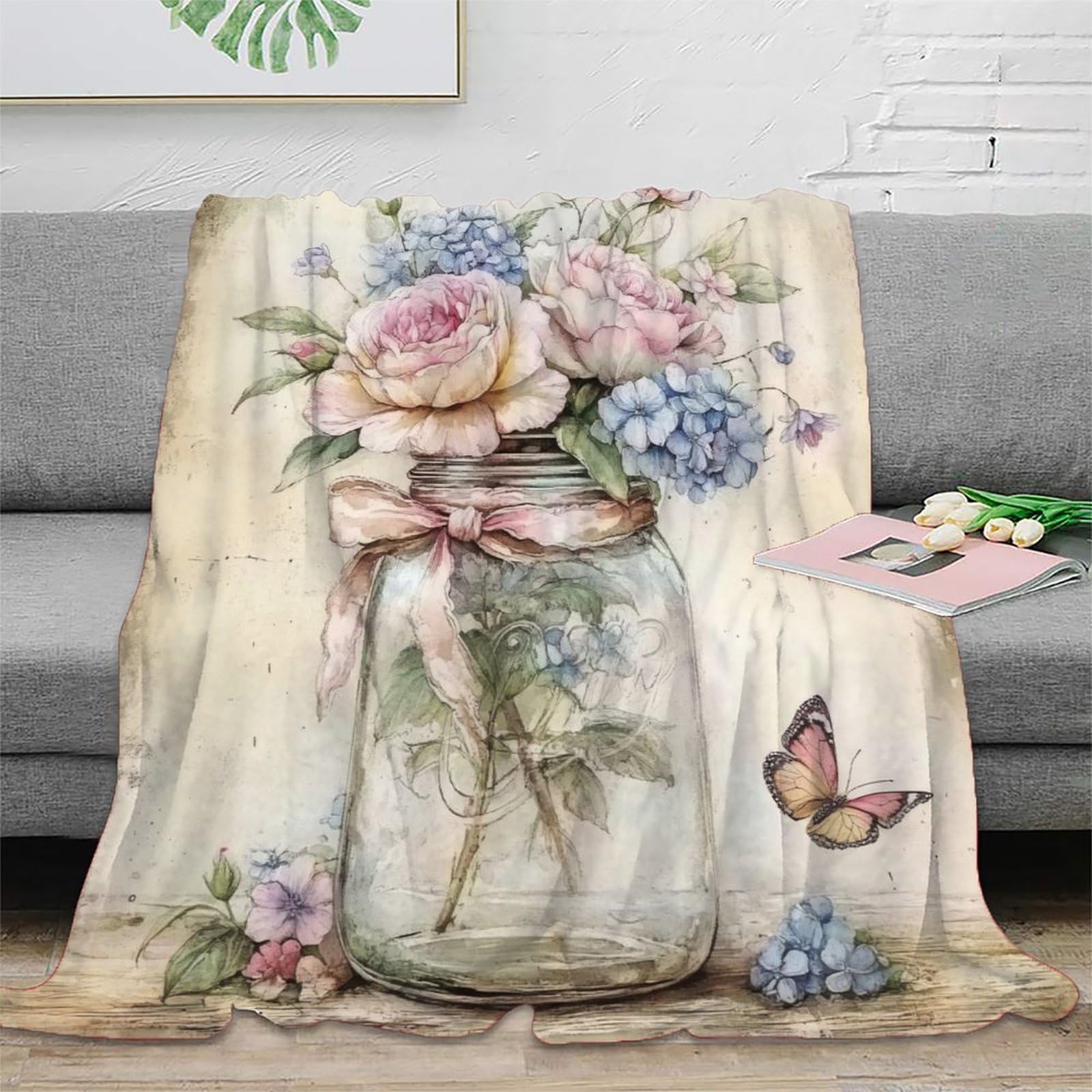 Couverture jardin floral 3D le cadeau idéal et doux pour les grands-parents