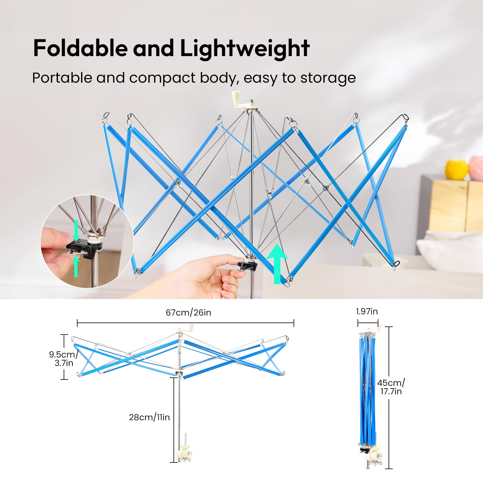 Swift Parapluie de Fil, Support Flexible et Pliable pour Écheveaux | Léger et Facile À Ranger, Maintient Les Écheveaux de Laine Stable Pendant Les Travaux de Crochet et Tricot
