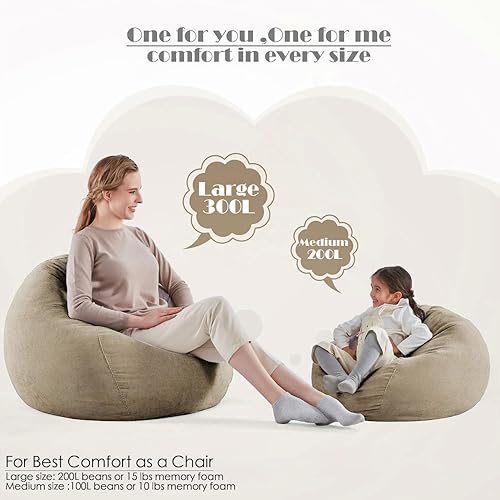 Miniatura 135 de Nobildonna - Funda para silla de puf (relleno sin relleno) de nido de pájaro para niños y adultos. Puf extra grande para almacenamiento de animales