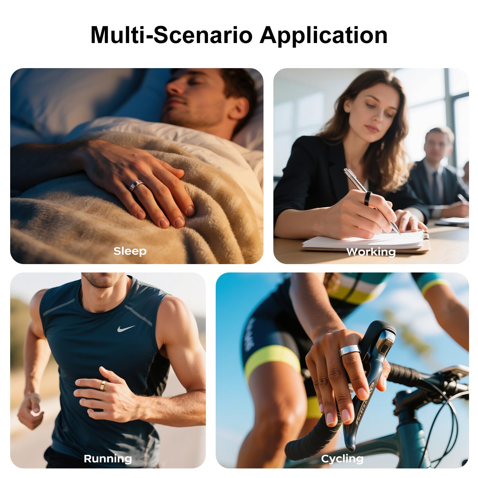 Vic Ring, anello intelligente in titanio ultra leggero, durata della batteria di 7 giorni, fitness / sonno / stress / HR Tracker per donne e uomini, senza costi di abbonamento app, impermeabile IP68