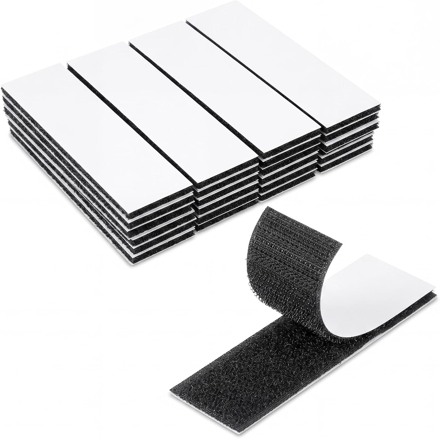 Poen 24 Sets 1 x 3.3 Inch Hook and Loop Strips, Black Heavy Duty Self Adhesive Sticky Fastener, Double Sided Tape Wall Hanging Tape for Home Office Car Craft Organization