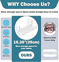 Vista 3 de Bandeja de gestión de cables bajo el escritorio, bandeja de cables de malla para escritorio sin taladro, bandeja de gestión de cables, estante