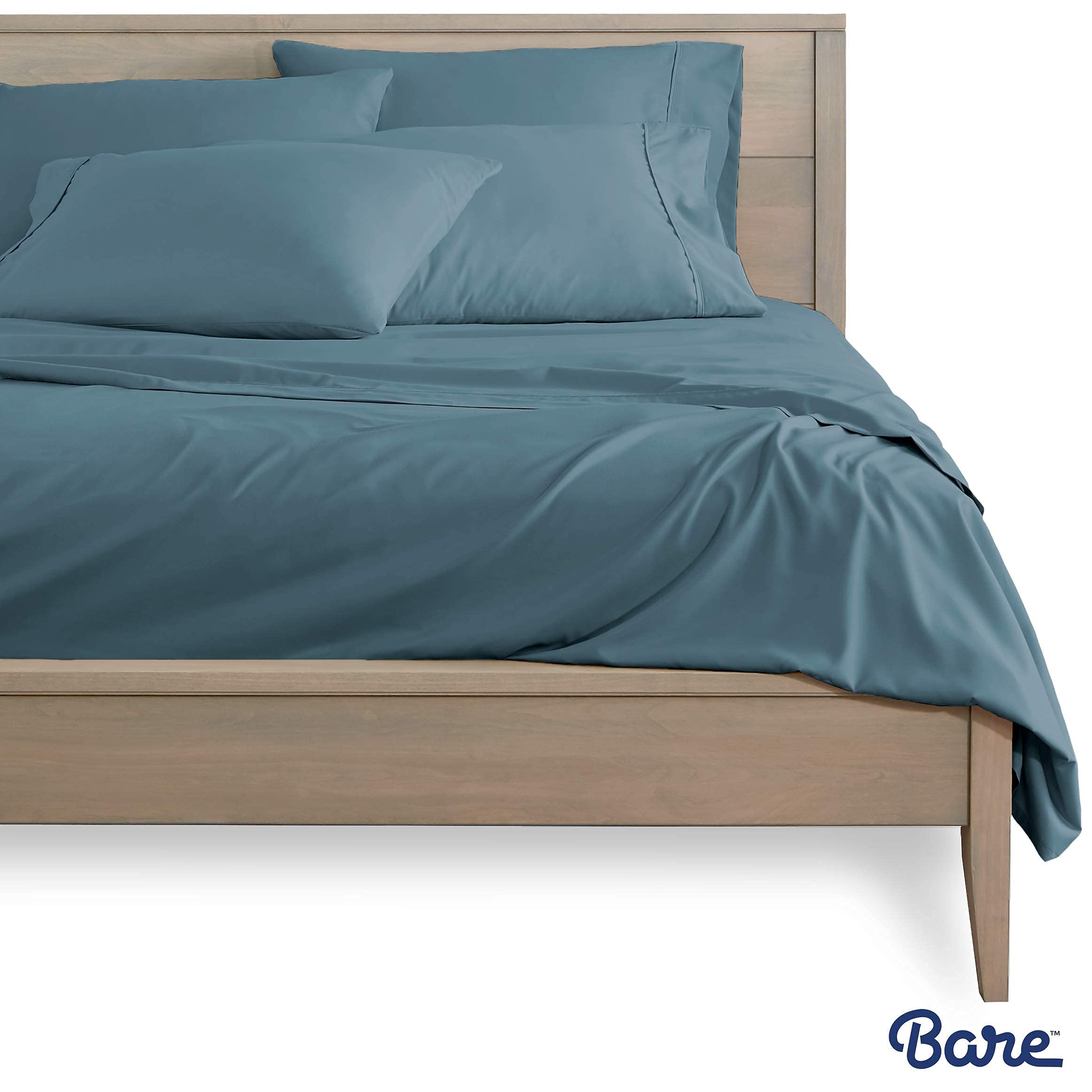 Bare Home 7 Piece Bed In A Bag   Split Head Flex King, Coronet Blue With White Sheet Set