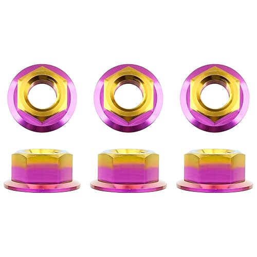 Miniatura 15 de Titanium DIN6923 M5 M6 M8 M10 M12 M14 M16 - Juego de 6 tuercas hexagonales (paso M8, 0.069 pulgadas, dorado)