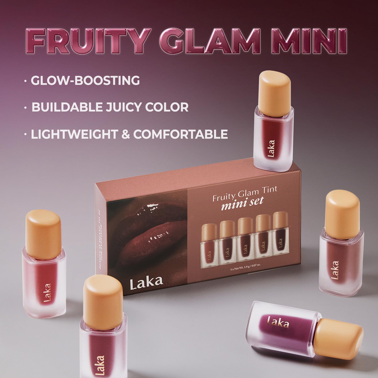 Amazon | Laka Fruity Glam Tint ミニセット、女性用リップティント