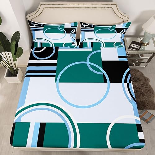 Vista 114 de Juego de sábanas modernas de tamaño Queen, color amarillo, gris y negro, juego de sábanas geométricas a rayas para niños, niñas, niños y Multi 039