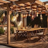 Vista 5 de Cable de luz colgante de 3 luces, luces colgantes de 25 pies con cable de enchufe, kit de luces colgantes de cuerda de cáñamo con interruptor de 2