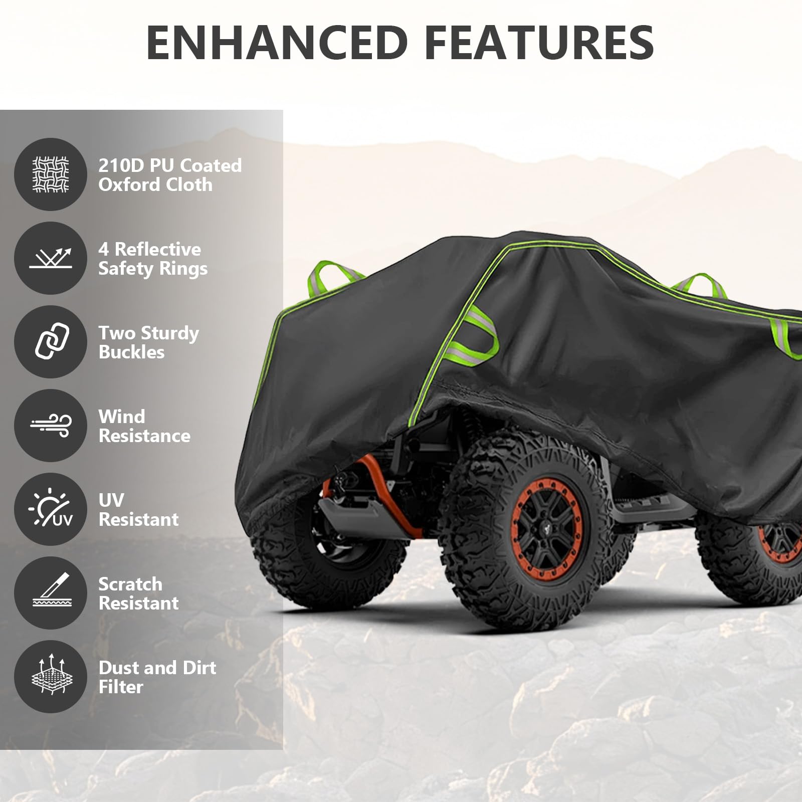 Telone Copriquad XXXL 210D - Copertura ATV Impermeabile e Antivento con Strisce Riflettenti - Protezione UV da Pioggia, Neve e Polvere - Oxford Heavy Duty