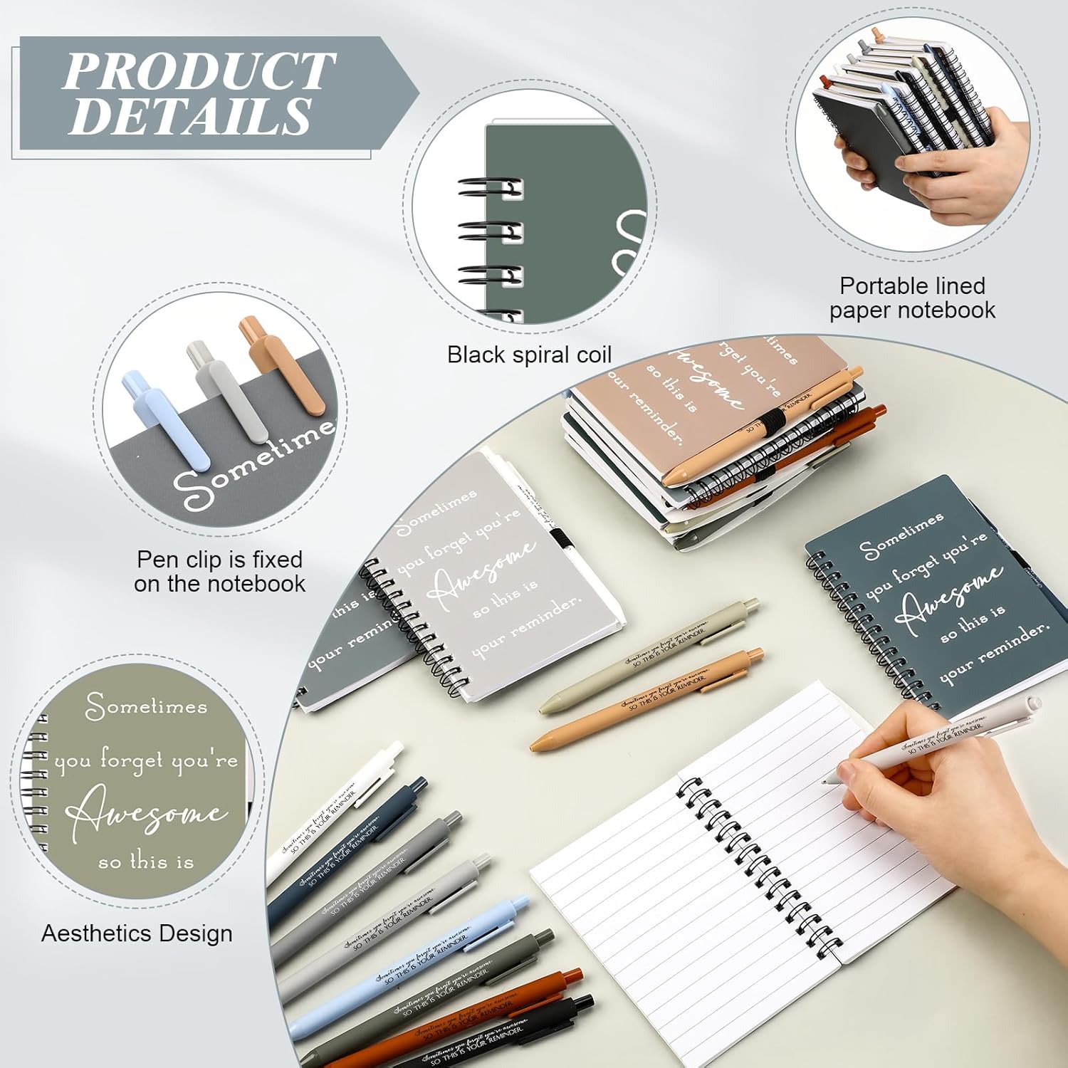 Honoson 50 Sets 2026 Employee Appreciation Gifts Bulk Small Inspirational Notebooks Notepads with Motivational Pens for Coworker Volunteer Team Staff Teacher Nurse Social Worker Office Supplies