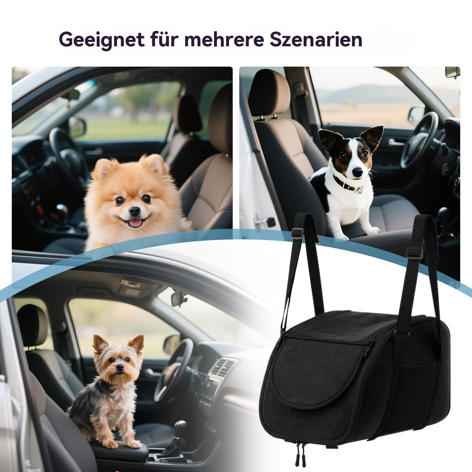 Hunde Autositz Mittelkonsole für Tesla 2025 Model Y, Wasserdicht Waschbar Kuschelig Reisesitz Chenille Stoff Atmungsaktiv Sicherheit Haustierbett,Black