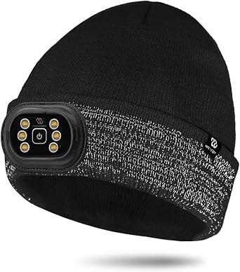 LED Beanie with Light, 3 Modes Headlamp Beanie Hat, Rechargable Removable USB, Gift for Men Women
