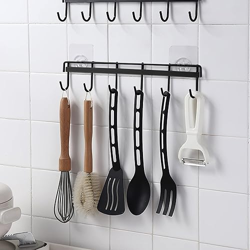 Miniatura 5 de Paquete de 2 ganchos adhesivos de pared para cocina, colgador de cuchara para cocina, espátulas colgantes, cucharas medidoras, ahorro de espacio,
