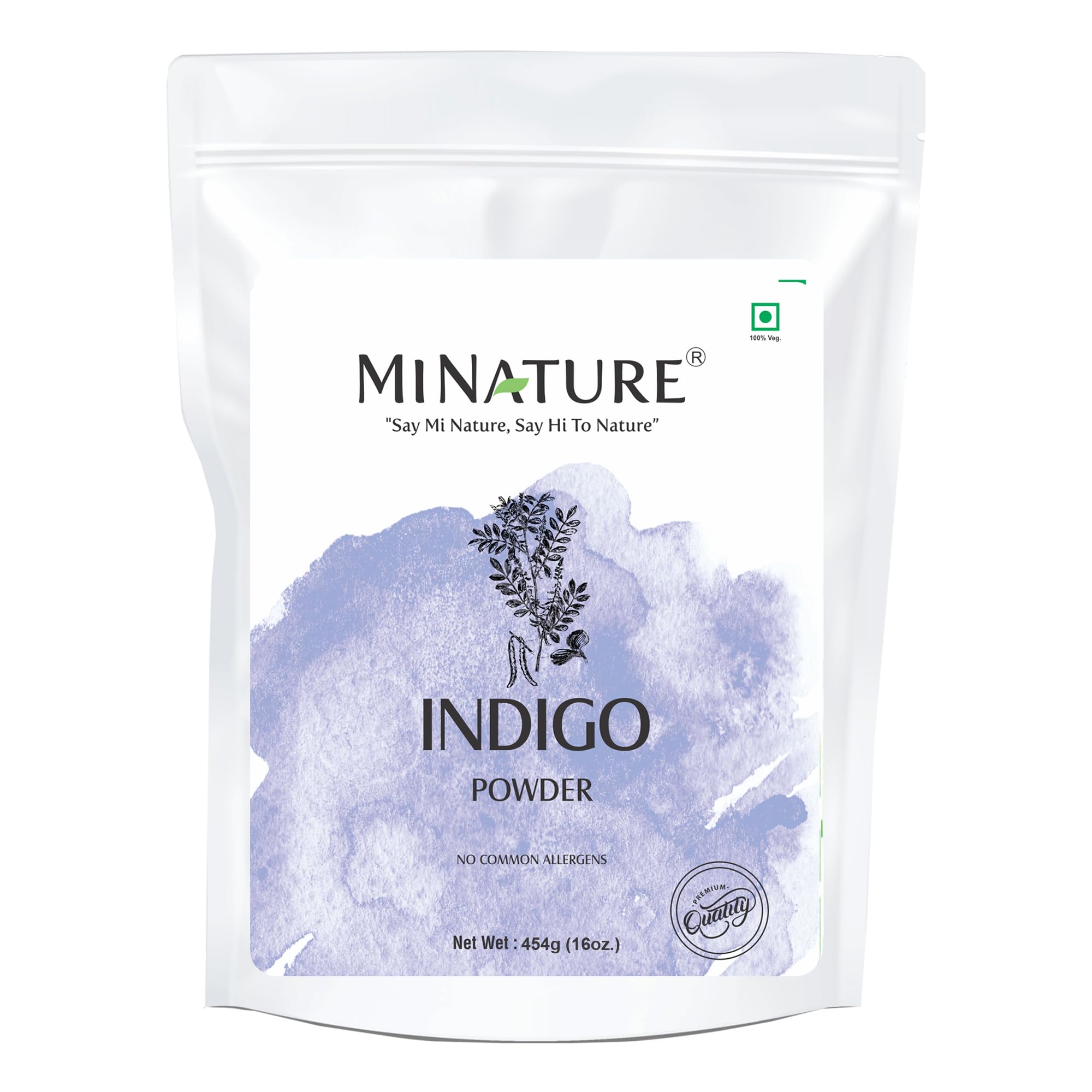 Mi Nature 100% Indigo Leaf Powder 454g (16oz) |Pure Herbal Tint for Rich Dark Hair Color |Natural Tinctoria Powder (Indigofera Tinctoria)