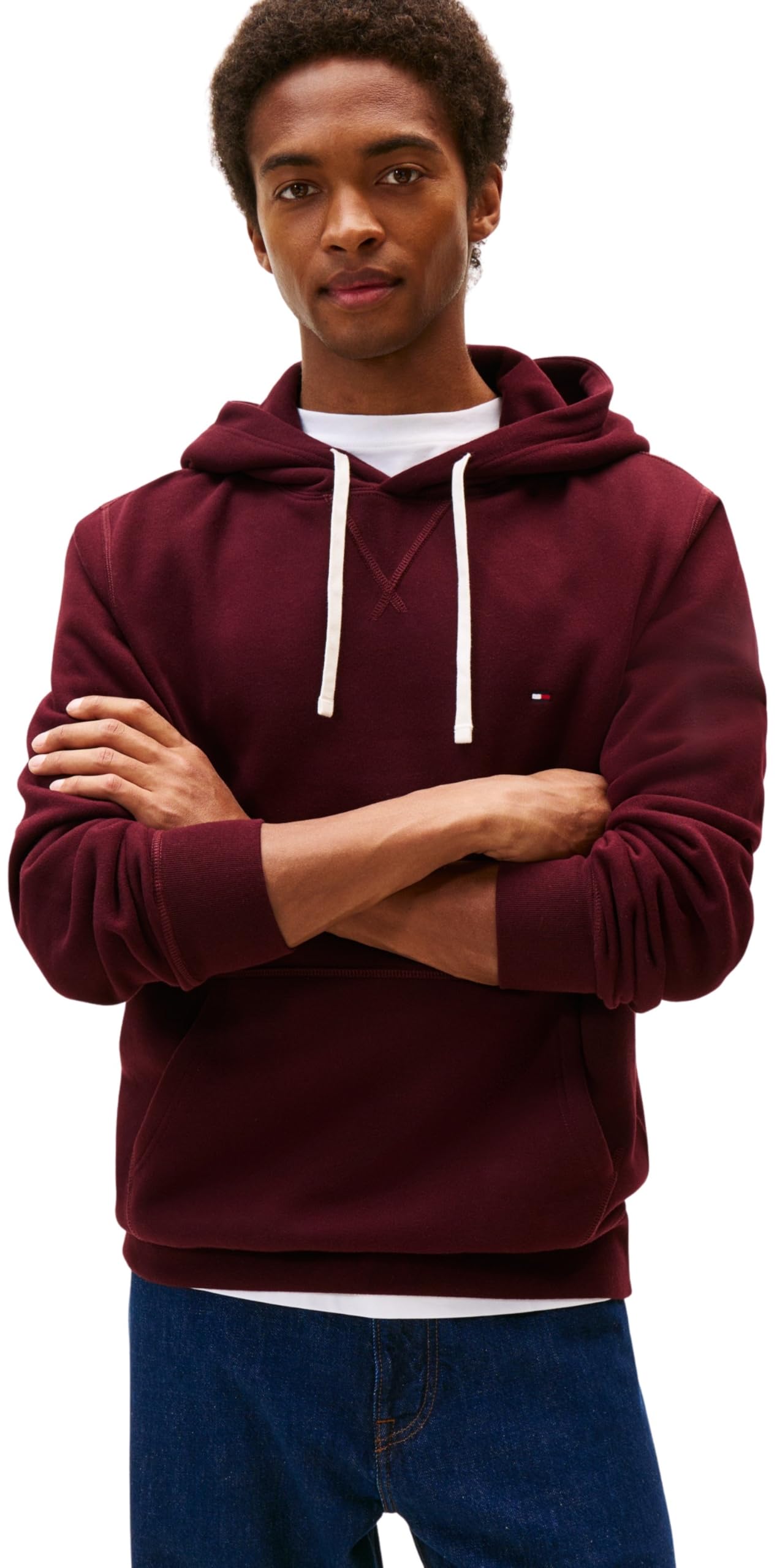 Tommy Hilfiger Men's Red (Deep Burgundy) ’S Seasonal Fleece Hoodie With Kangaroo Pocket, M