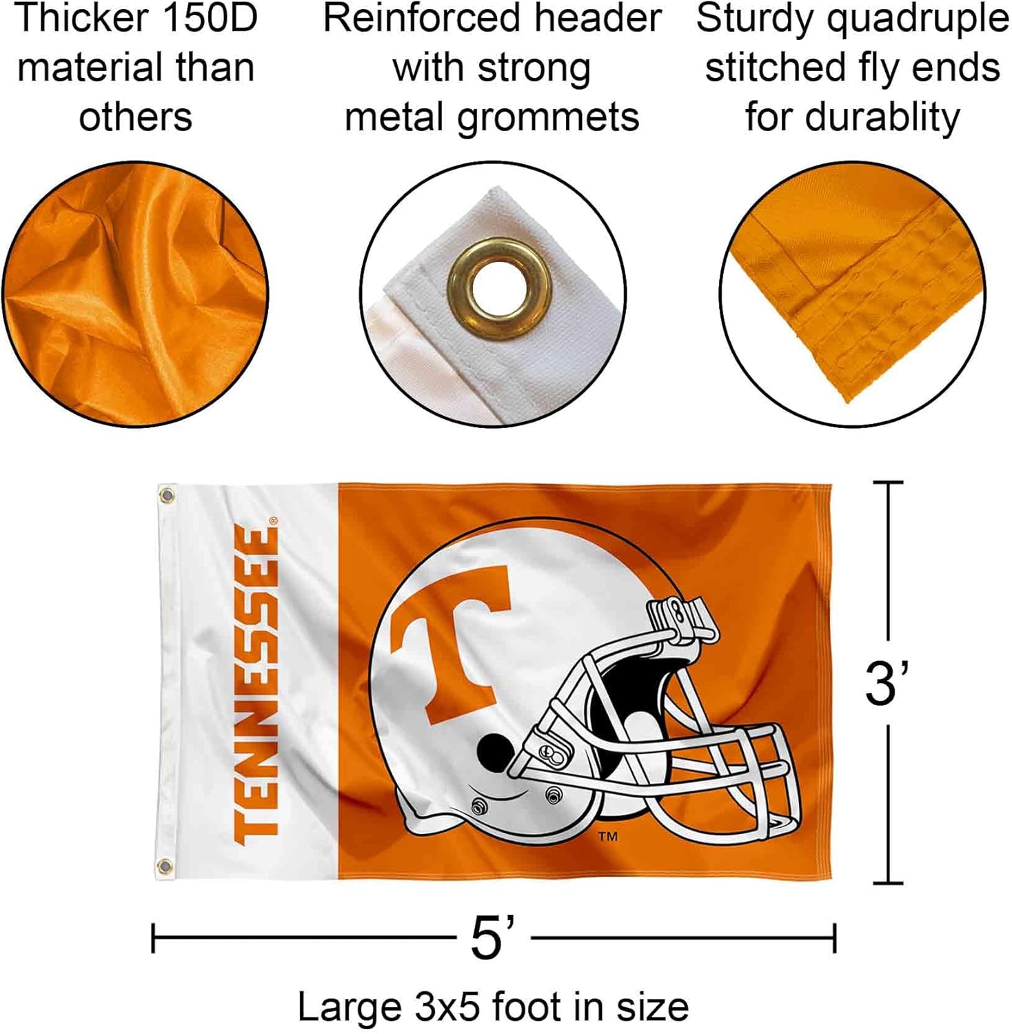 College Flags & Banners Co. Tennessee Volunteers Football Helmet Flag - Image 2