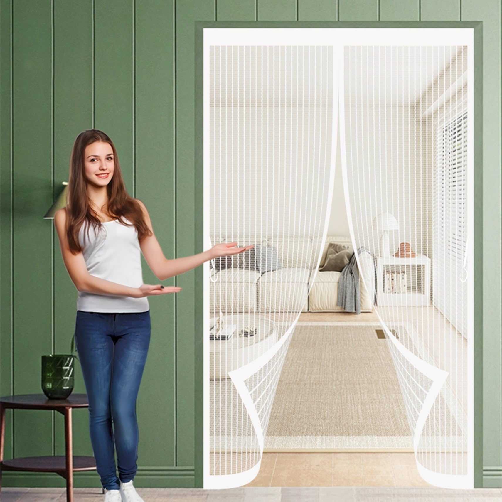 Moustiquaire de porte aimantée 95x134 anti-moustique blanc fermeture automatique
