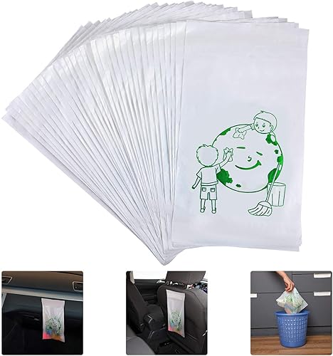 Bolsas de basura desechables adhesivas para automóvil, bolsas de basura desechables portátiles a prueba de fugas, bolsas de basura blancas de
