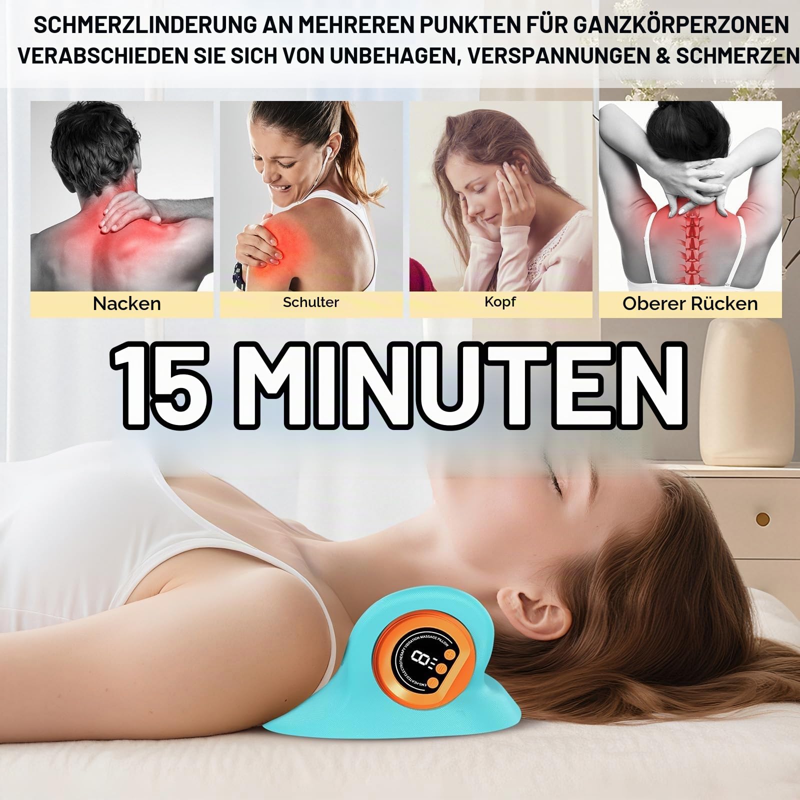 Nackenmassagegerät mit Wärme,Nackenstrecker | Lindert Nackenmuskelkater und Verspannungen, Geeignet für Männer, Frauen oder Büroangestellte