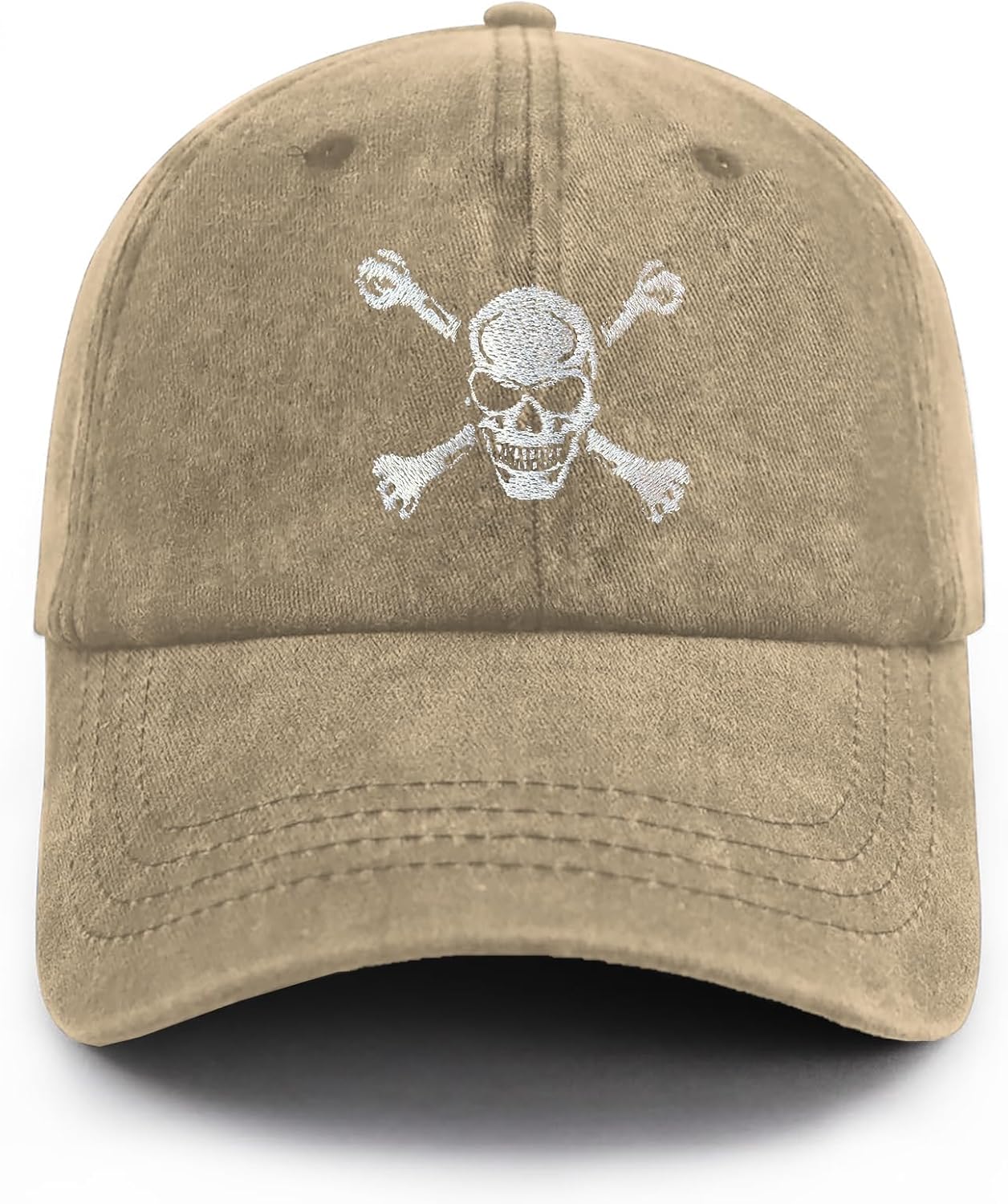 Skull and Crossbones Baseball Cap for Men Women, Funny Adjustable Embroidered Skeleton Hat