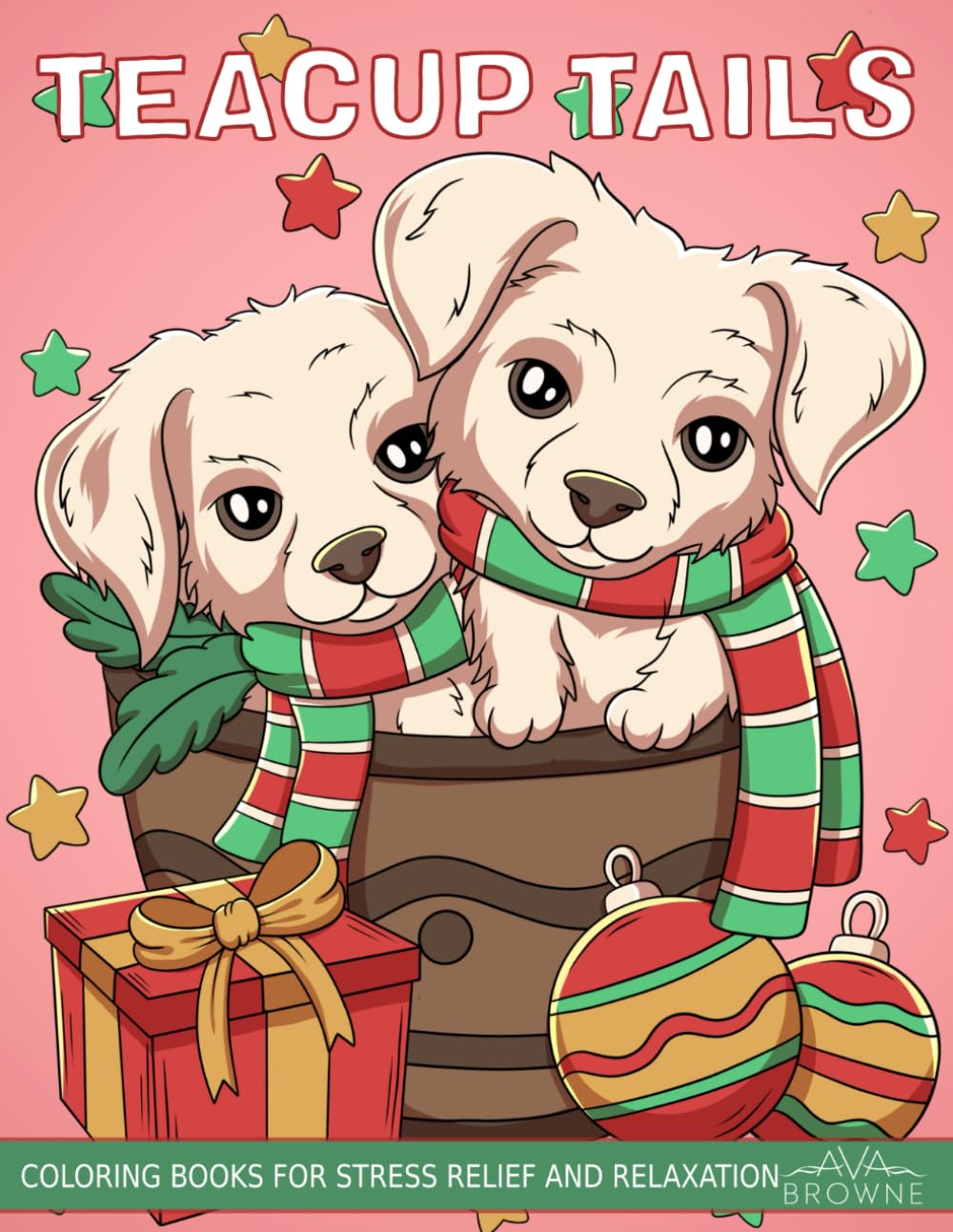 Teacup Tails: Christmas Coloring Book for Adults and Kids Featuring Adorable Puppies and Kittens in Holiday Teacups