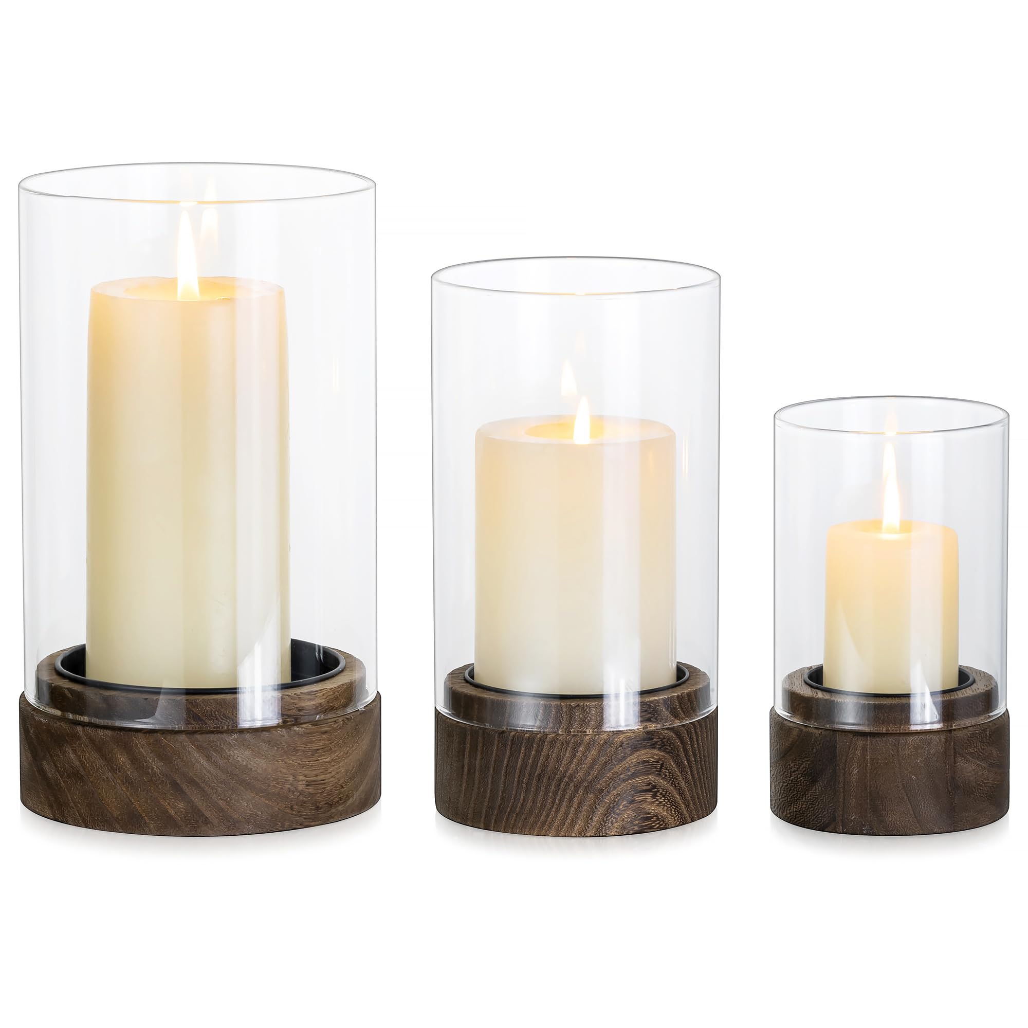 Staymoment Kandelaar hout landelijke stijl decoratie: set van 3 kaarsenhouders stompkaarsen woonkamer decoratie vintage tafeldecoratie eettafel grote kandelaar landhuis decoratie vensterbank