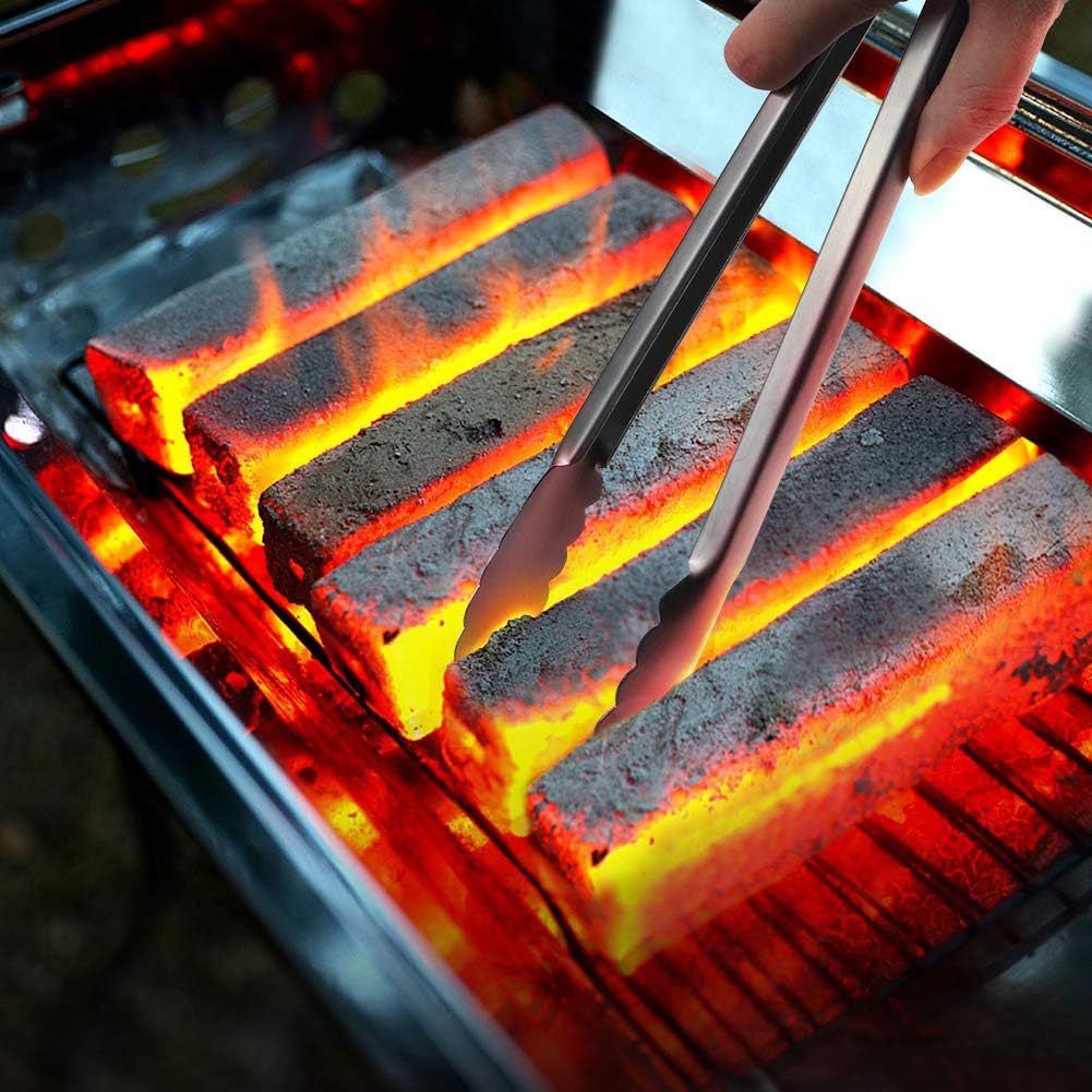 AOOSY Tongs, Tongs for Cooking, 2 Pieces 16 Inches Extra Long Kitchen BBQ Tong 18/10 Stainless Steel Wide Scalloped Gripping Edge Kitchen Tongs for Cooking Serving Grilling Salads, Set of 2 : Patio, Lawn & Garden