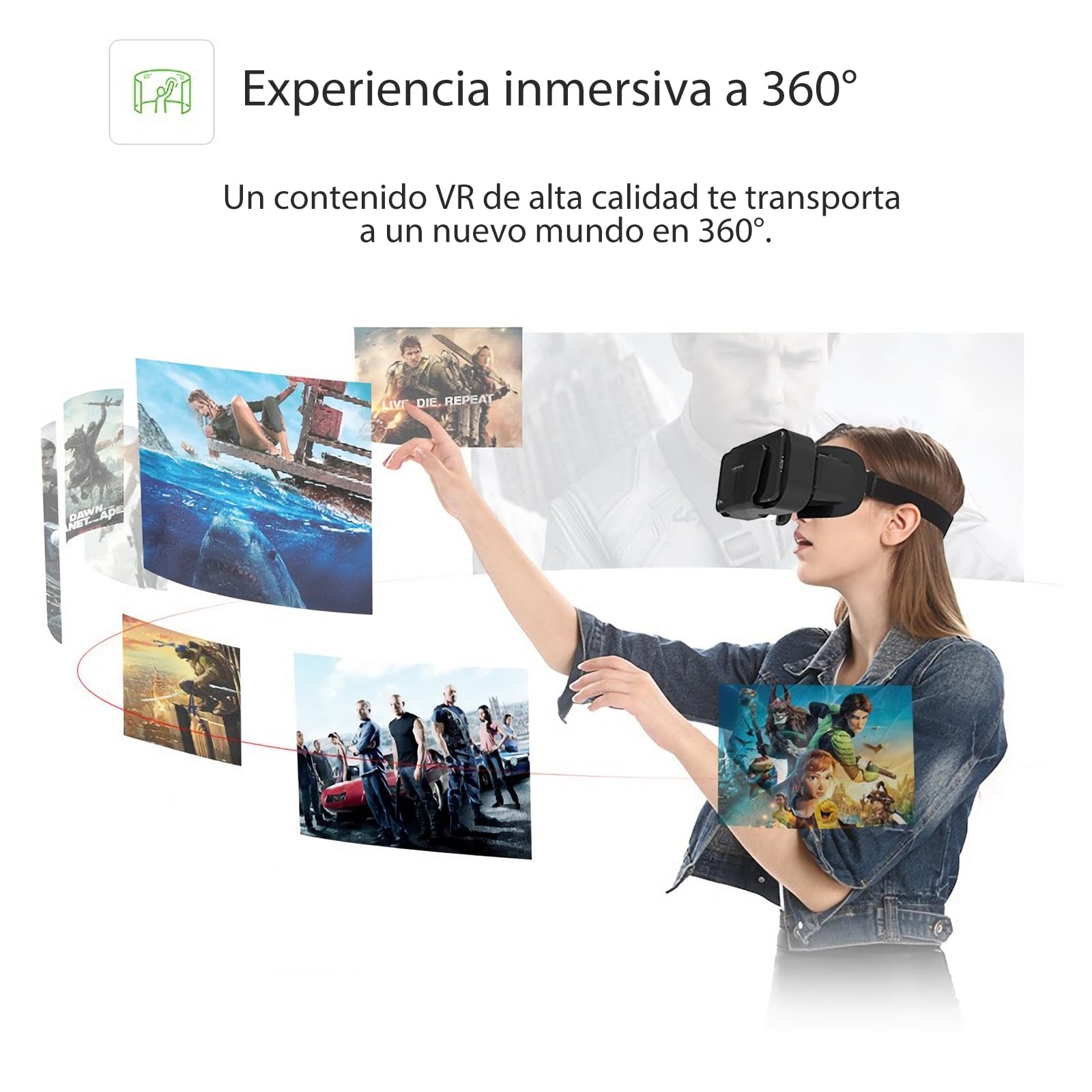 3D VR Gafas de Realidad Virtual con Controlador Bluetooth, Compatible 5 Inch - 7 Inch Pulgadas Smartphone Amplia compatibilidad por Android/Phone