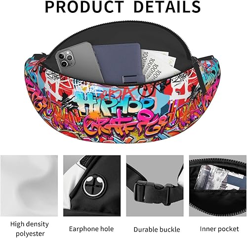 Miniatura 106 de Graffiti Instrument Music 80s 90s Microphone Fashion Casual Fanny Pack Waist Bag Men Women Adjustable Belt Waist Bag For Travel Hiking Cycling