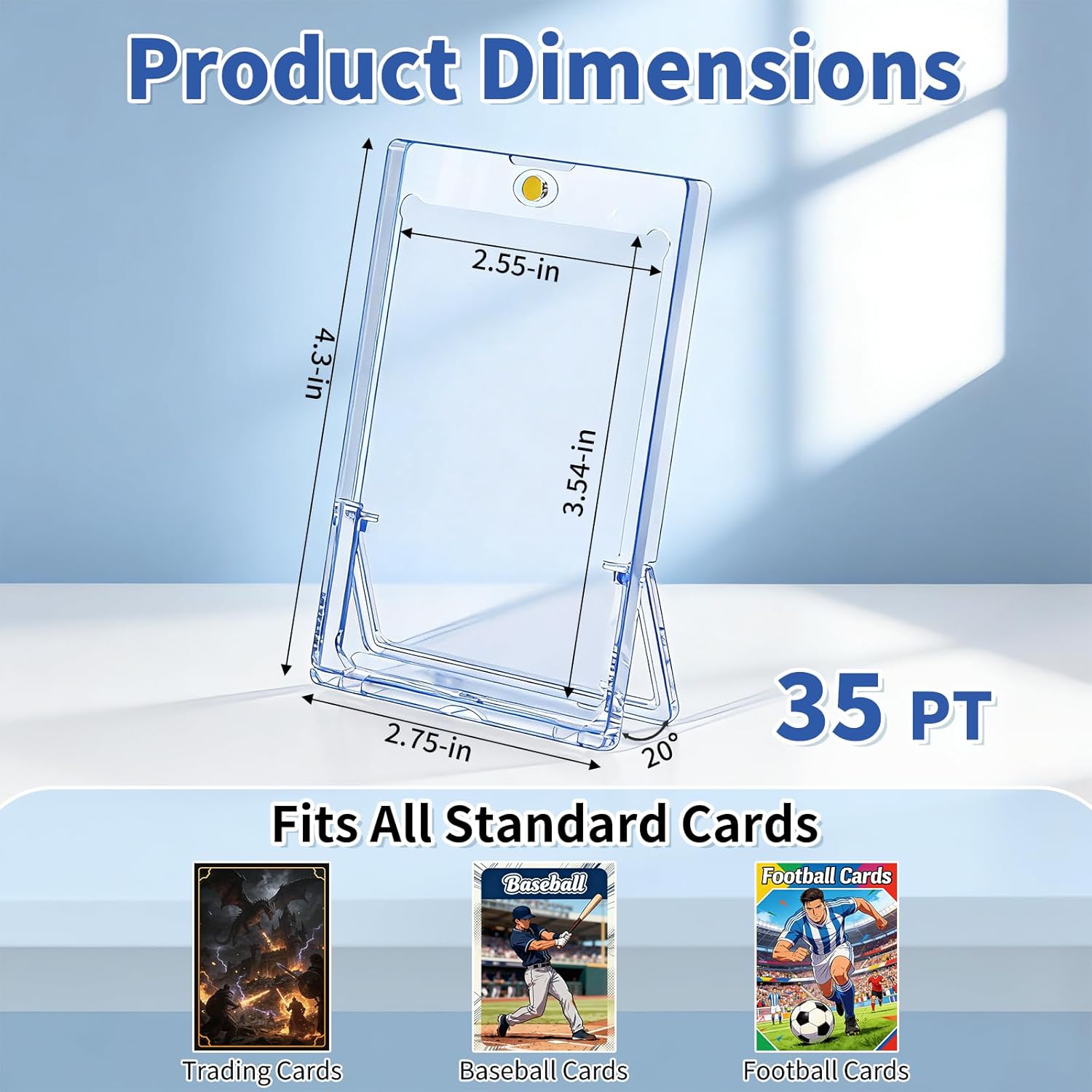 5 Pack Magnetic Card Holder with Kickstand, 35pt Single Card Holder Touch, U-V Protection, Built-in Display Stand, Fit for Baseball, Game, Sports Cards