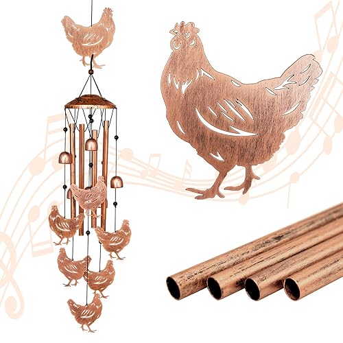 Chicken Wind Chimes for Outside, Metal Windchimes Outdoors, Chicken Gifts