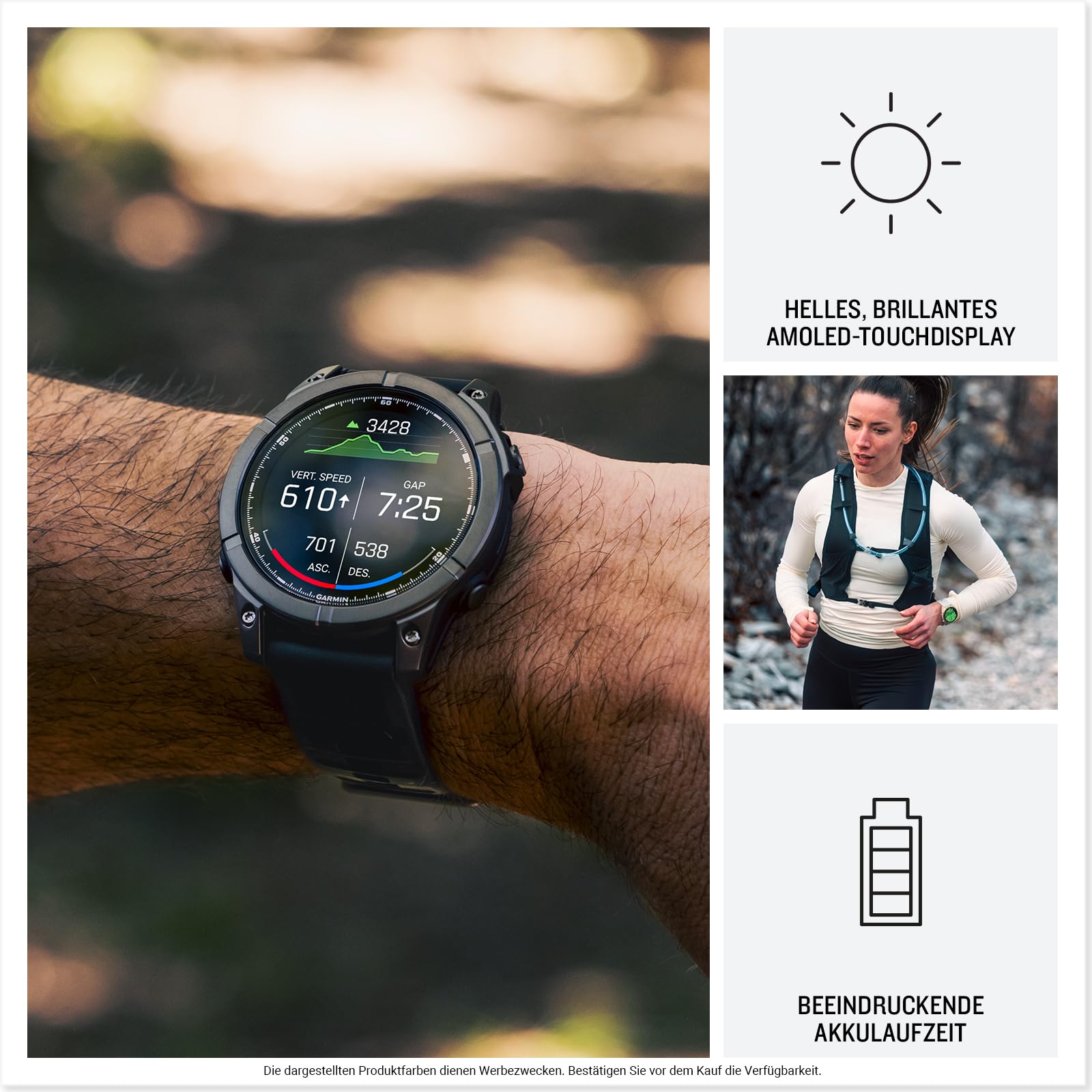 Garmin Fenix E, 47 mm, GPS-Multisport-Smartwatch, Schwarz/Schiefergrau | AMOLED Display, bis zu 16 Tage Akkulaufzeit, 80+ Sport-Apps, internationale Topokarten, Trainingspläne, Silikonarmband