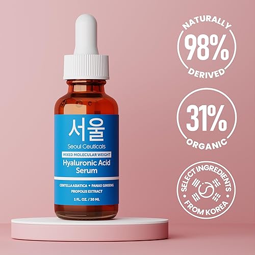 Miniatura 4 de SeoulCeuticals Suero de ácido hialurónico coreano para la cara, ácido hialurónico de alto peso molecular y bajo peso molecular, suero centella +