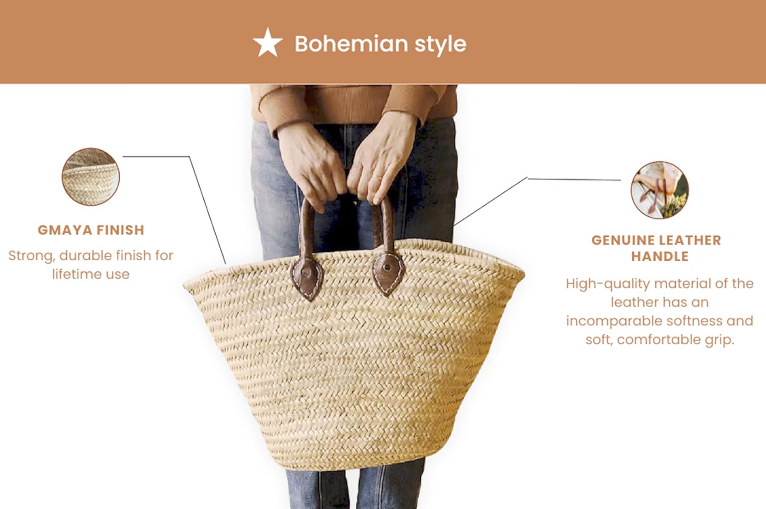 Amazon.com: French Basket, straw bag with leather handles, beach
