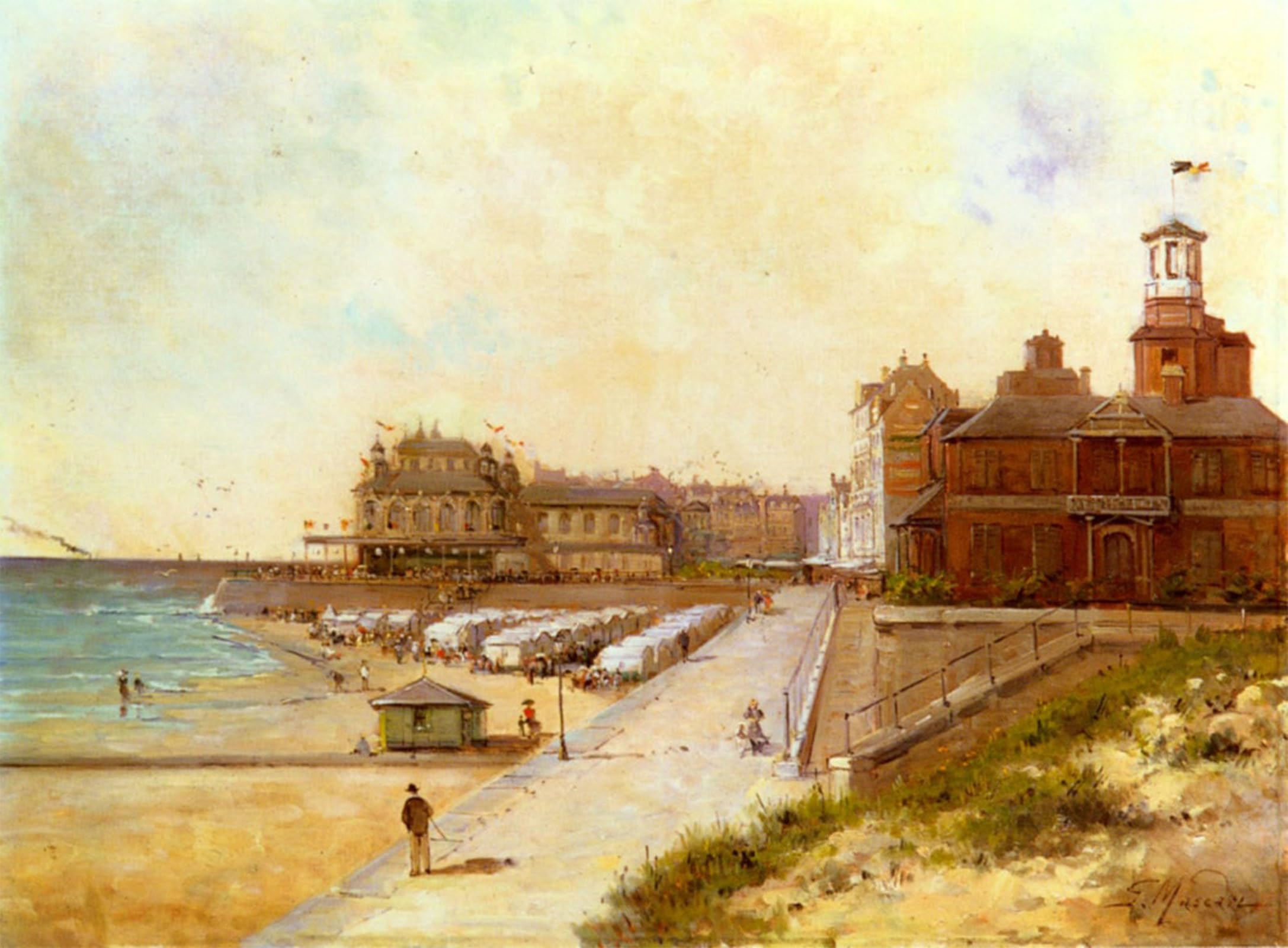 RZHRHJES Abstract Painting Poster Art Print Canvas Print Poster Sur La Plage by Gustave Mascart Landscape Canvas Painting for Home Decor 60x90cm