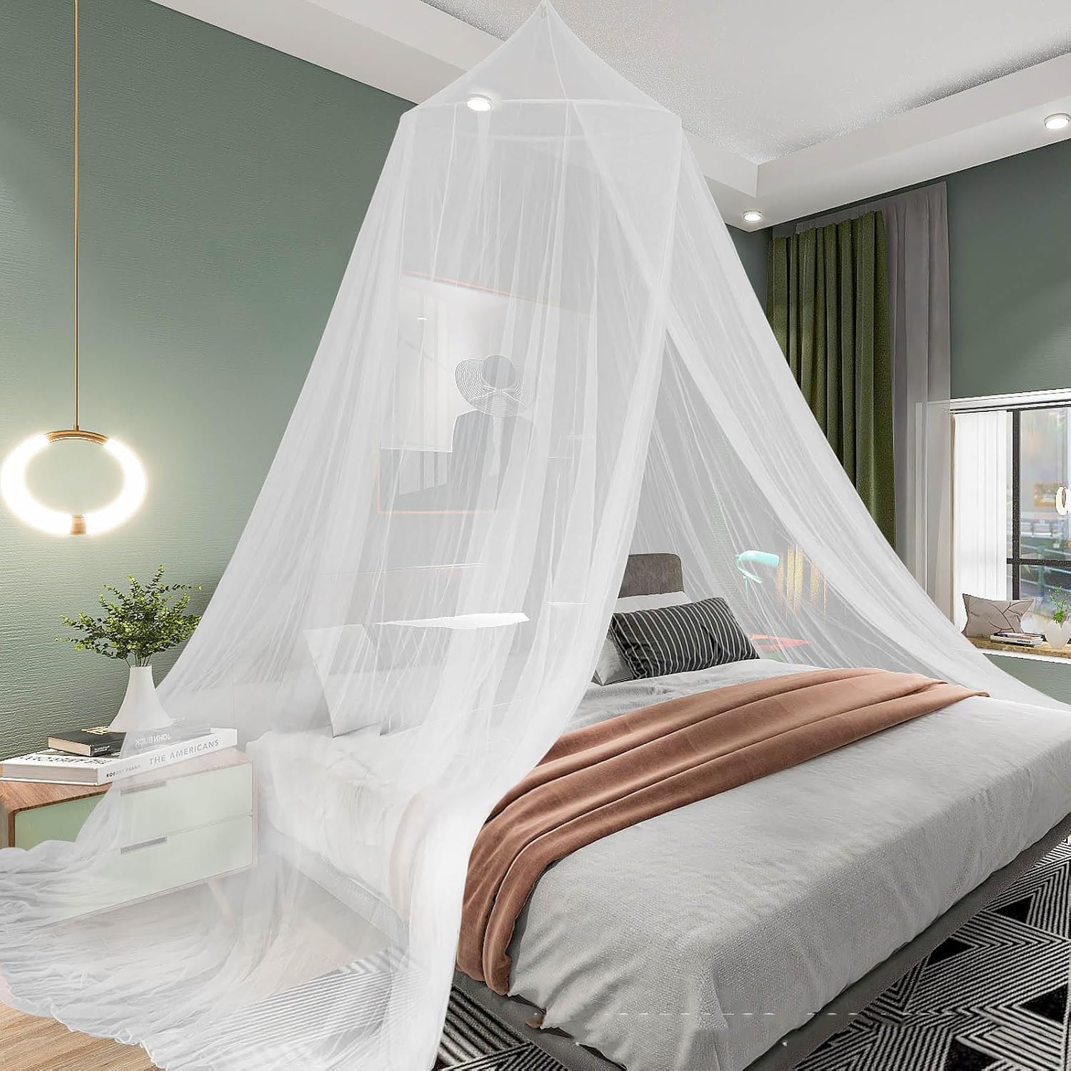 White Mosquito Net Bed Canopy for Girls Princess Baby Kids Adult, Canopy Bed Curtains for Twin to King Size Bed, Dome Bed Tent for Indoor Decor Bedroom Reading Nook Outdoor Camping, Yard, Garden