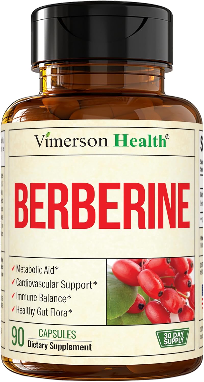 Vimerson Health Berberine Supplement with Third Party Tested Berberine 1800mg - Immune Support Supplement for Cardiovascular, Gastrointestinal Function & Metabolic Aid - Vegan & Non-GMO
