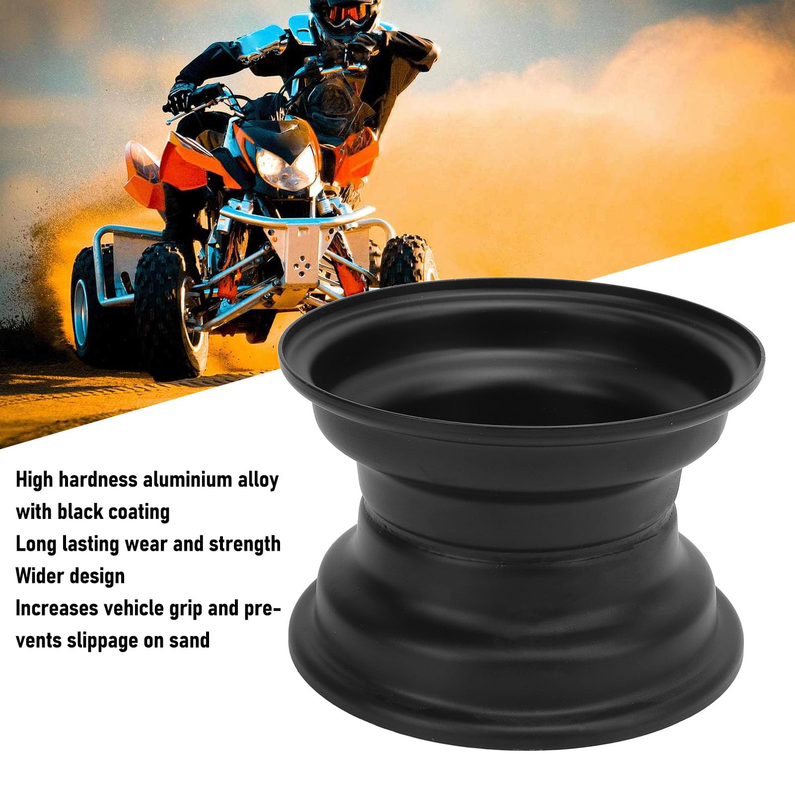 SIXRUN Cubo de Rueda Llanta de Aleación de Aluminio 7 Pulgadas 145 70 6 Cubo de Rueda de 3 Orificios con Revestimiento Negro para ATV Go Kart Quad Dirt Bike Ride on Mower Uso Delantero Trasero