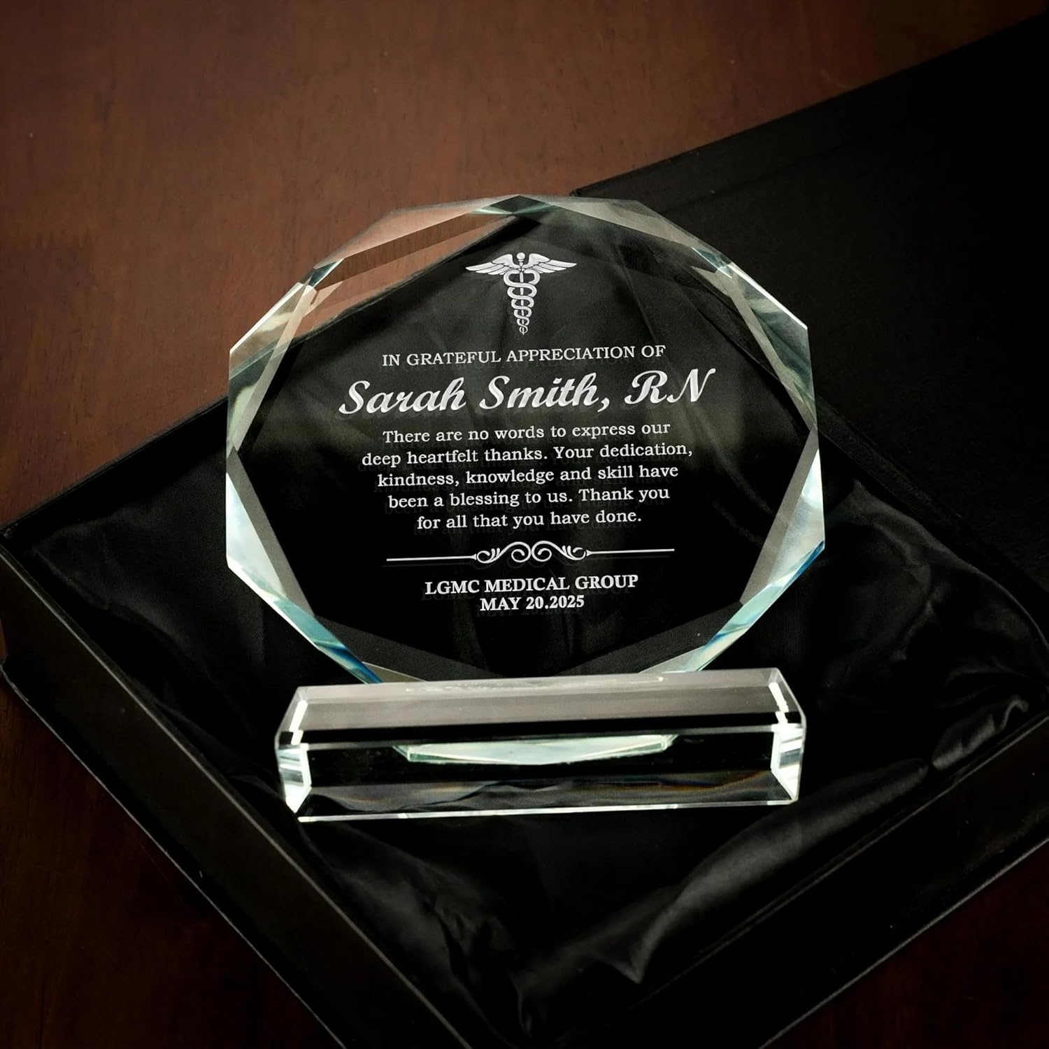Personalized Nurse Crystal Awards – 6'' Engraved Retirement Plaque, Glass Trophy – Nurse Appreciation Gifts, RN Gifts for Nurses, Medical Asisstant, Coworker