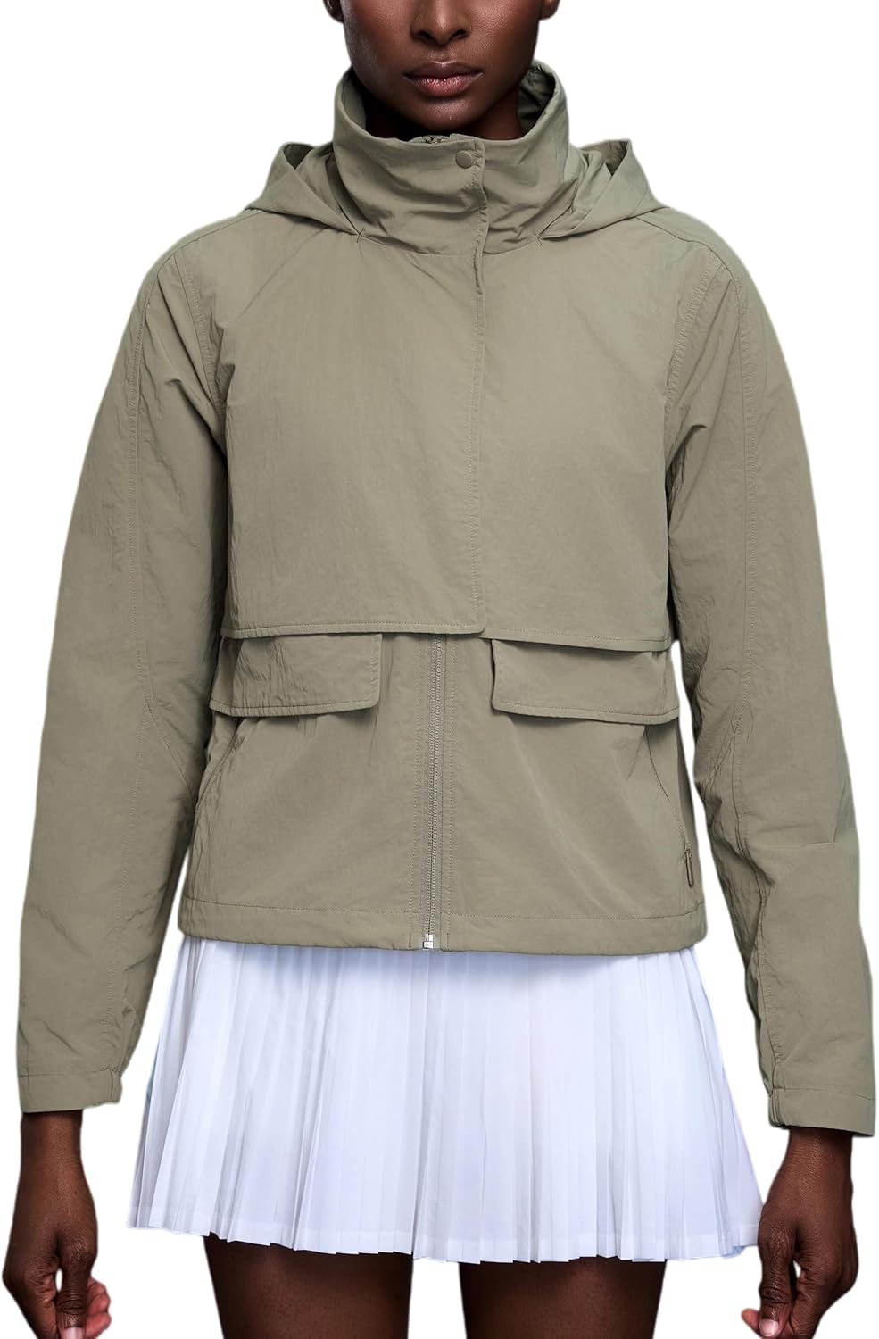 altiland Women's Lightweight Water Repellent Windbreaker Jacket, Hooded Raincoat with Pockets for Outdoor Sports