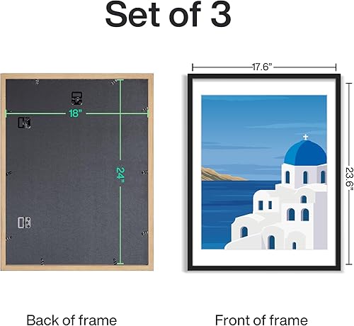 Miniatura 4 de AUYRE Juego de 3 marcos para póster de 18 x 24 pulgadas, color negro madera, marco para póster de 18 x 24 pulgadas, para galería de fotos, paquete