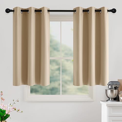 Miniatura 12 de NICETOWN Cortinas 100% opacas de 84 pulgadas de largo, 2 paneles para sala de estar, dormitorio, oficina, cortinas opacas con aislamiento térmico,