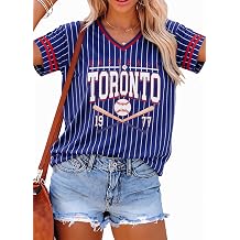 BANGELY Baseball Jersey Shirt Women T-Shirt Game Day Oversized Baseball Team Graphic V Neck Shirts Short Sleeve Tee Top