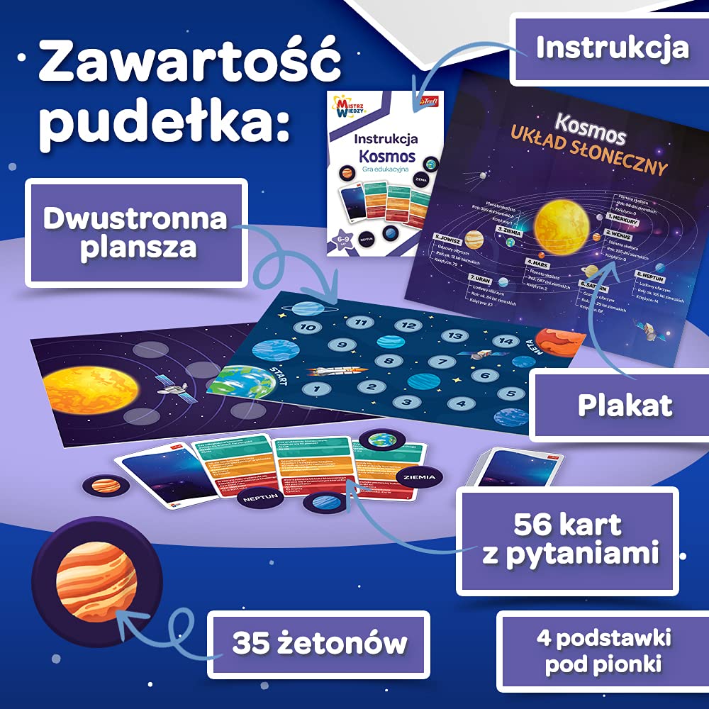 Trefl Wissensmeister Weltraum Lernspiel – Für Kinder 6–9 Jahre, 1–4 Spieler