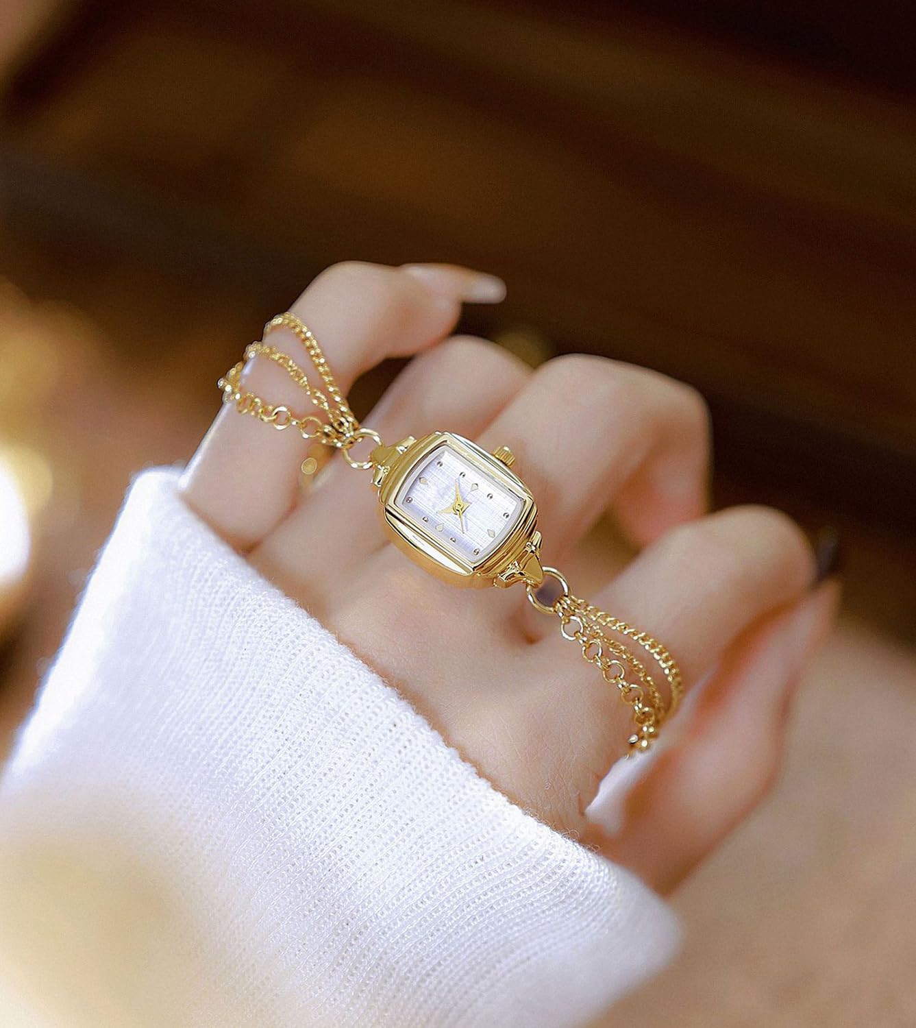 ADSBIAOYE Womens Dainty Rectangle Ultra Thin Waterproof Quartz Watch Ladies Dress Elegant Analog Bracelet Watch - Image 2