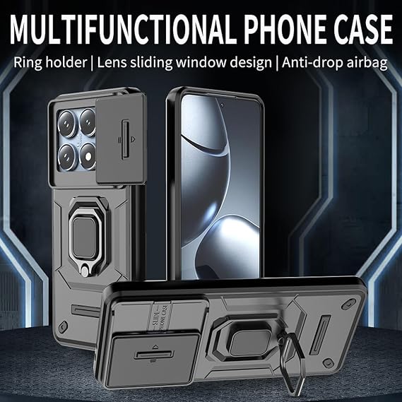 for Xiaomi 14T Pro Case with Slide Camera.Armor Black
