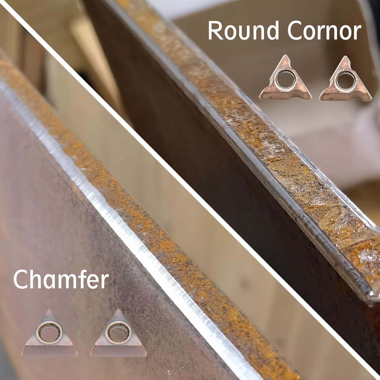 Tungsten Alloy Round Angle Insert Set for Chamfering Machines, Ideal for Chamfering Deburring on Steel and Other Metals (Round Cutter Kit)