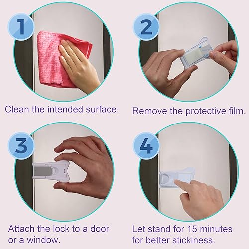 Miniatura 3 de Cerradura de puerta corrediza para seguridad infantil, topes de ventana para ventanas verticales, cerradura de puerta de vidrio deslizante para