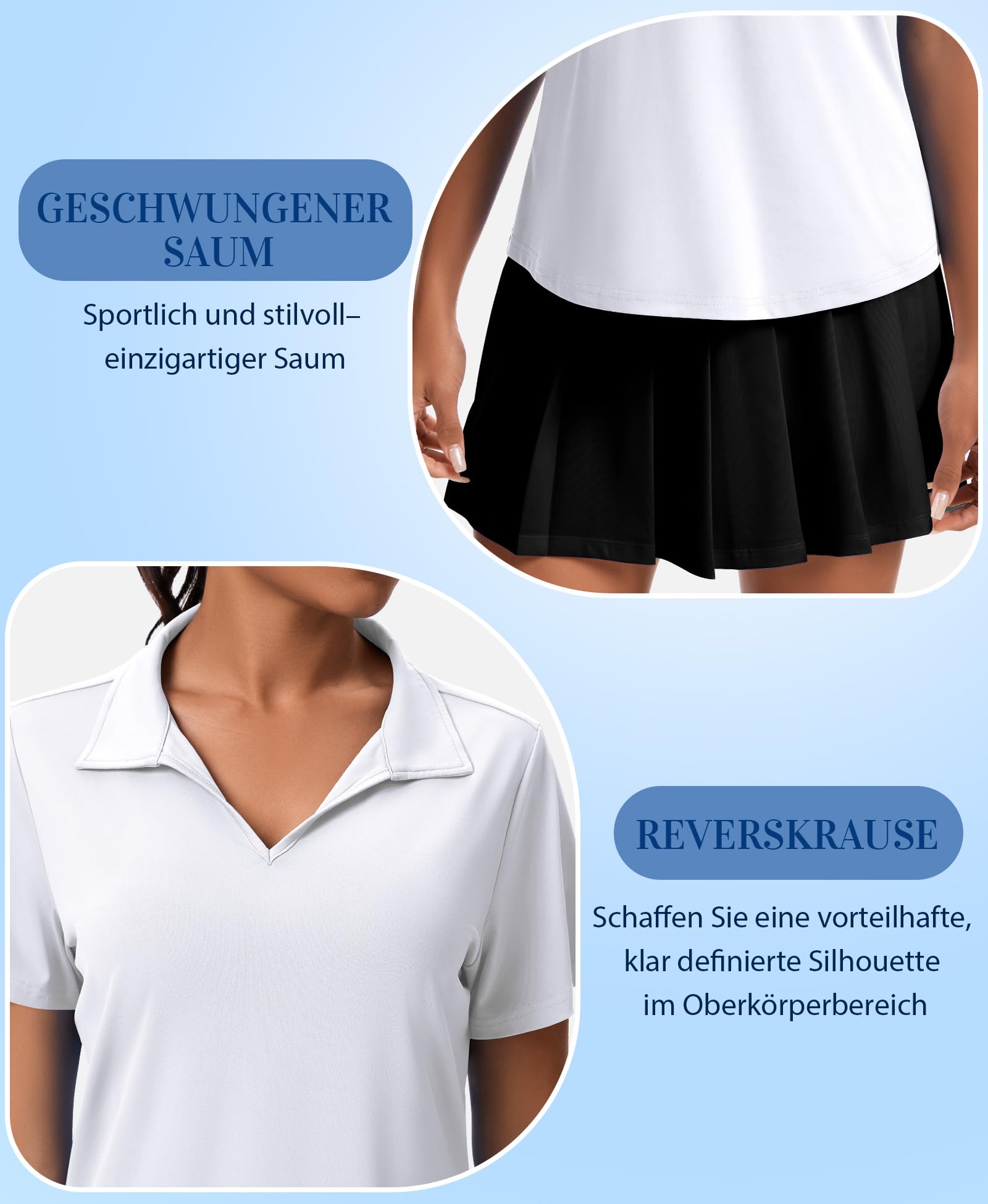 JoyGirl Polo à Manches Courtes pour Femme - UPF 50+ - Col en V - Léger et Respirant - pour l'été - pour Le Golf et Le Tennis
